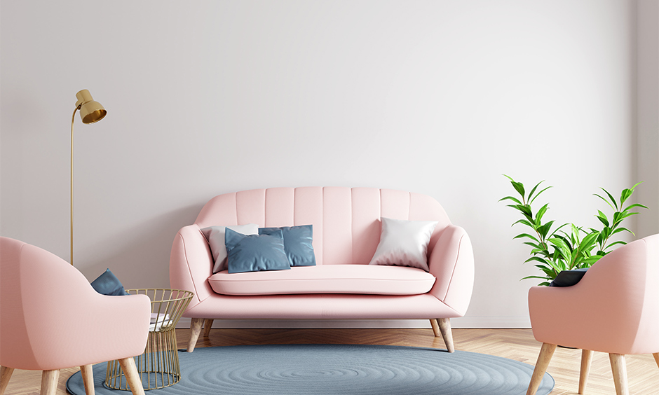 Pink furniture living room sofa set in chesterfield style 