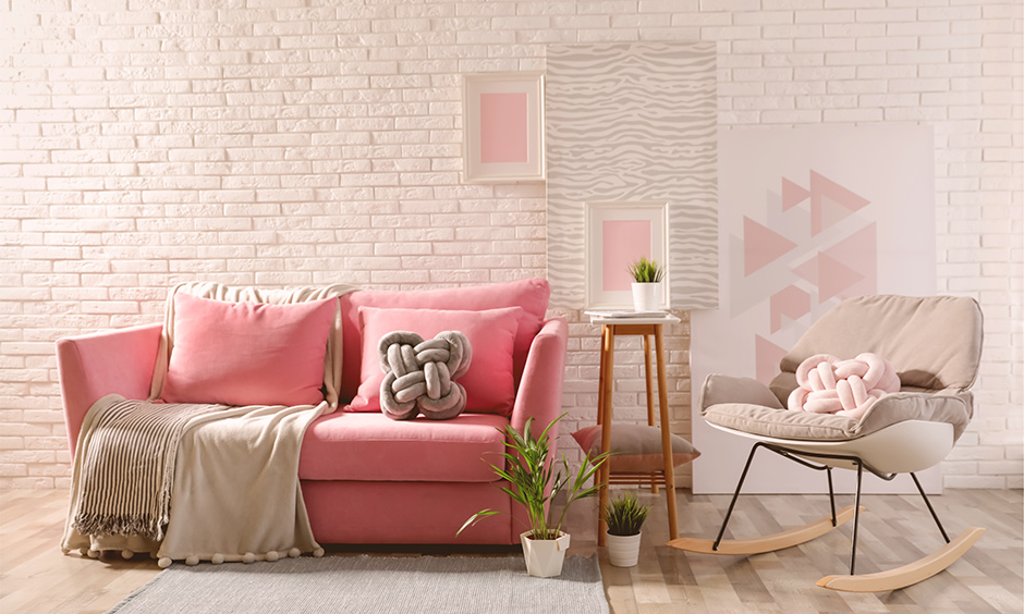 Brick light pink walls for living room