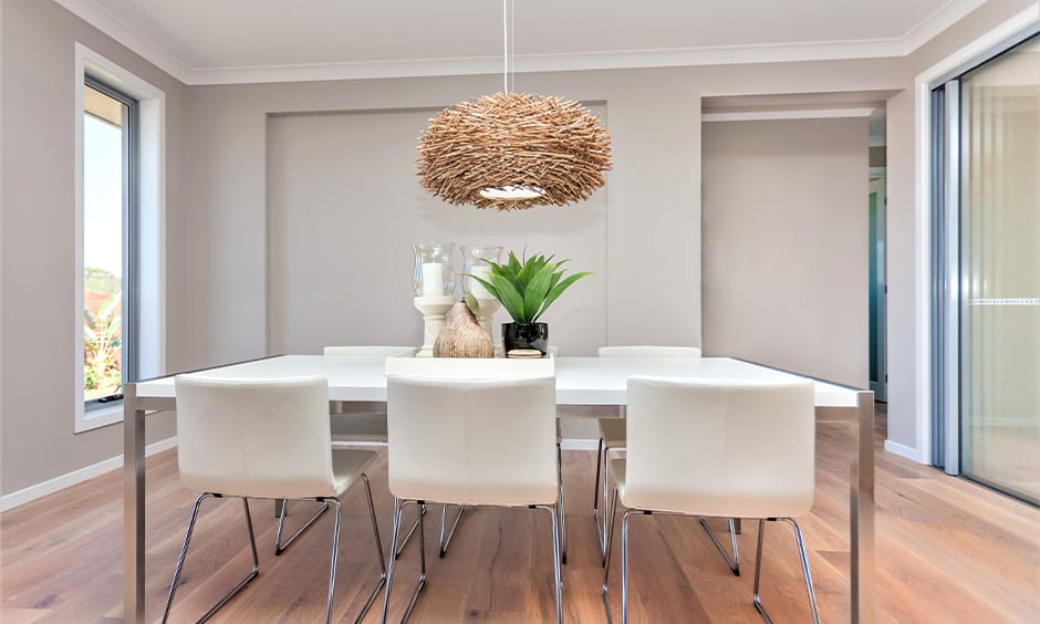 False ceiling decoration for the dining room with rattan bird’s nest light