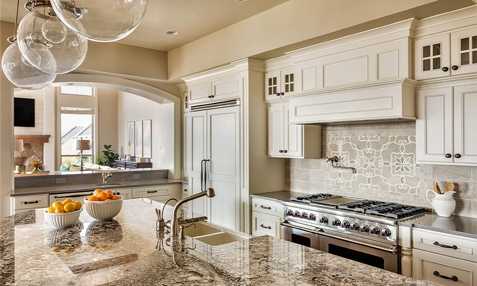 Under-mount double bowl ceramic kitchen sink gives a neater and airier look