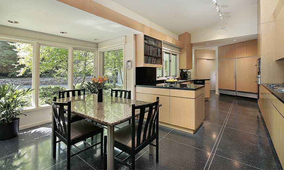 Black granite flooring designs in your kitchen or hallway