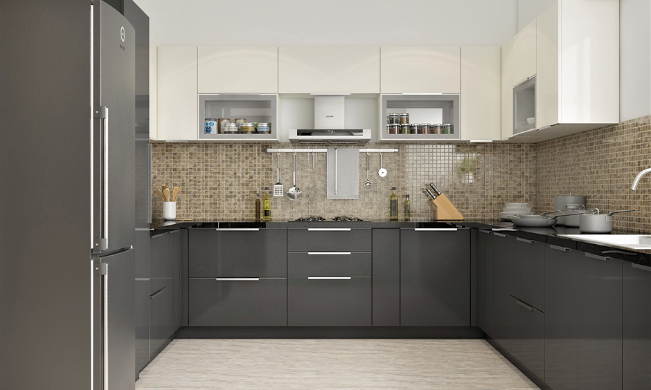 Buy stainless steel kitchen cabinets with ledge pull handles