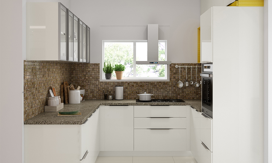 Kitchen Vastu for north facing house, white u-shaped kitchen placed in the northwest brings auspicious.