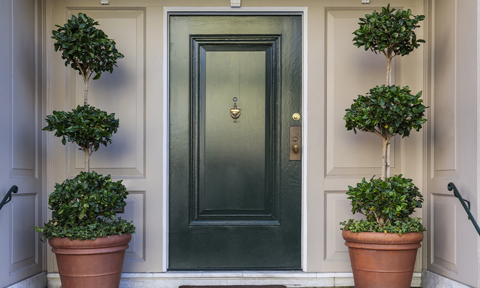 The entrance door in green colour facing the sixth pada is the north facing house entrance Vastu.