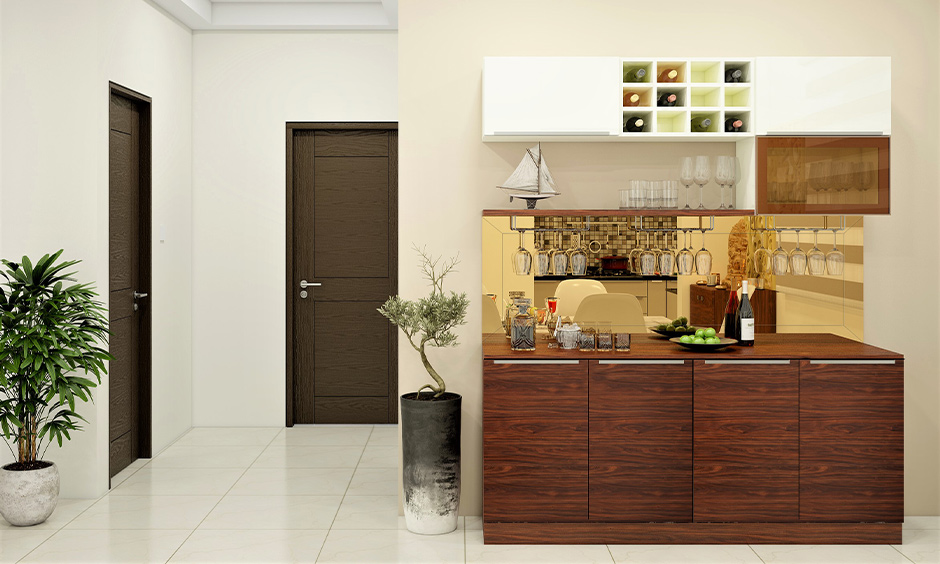 Cabinet wine rack design which is space-saving and economical