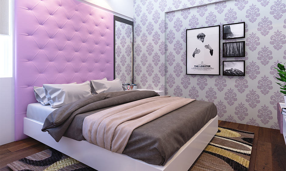 Violet is the best colour combination for master bedroom according to vastu which truly stands out against a plain white wall