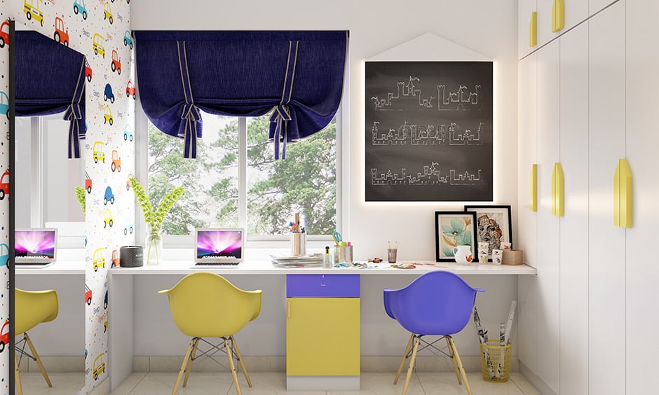 Yellow and violet in colour combination for bedroom according to vastu with touches of yellow and violet in the room’s furnishings