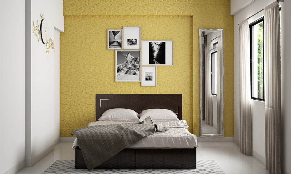 Yellow in colour combination for bedroom according to vastu with splash yellow on one entire wall of your bedroom