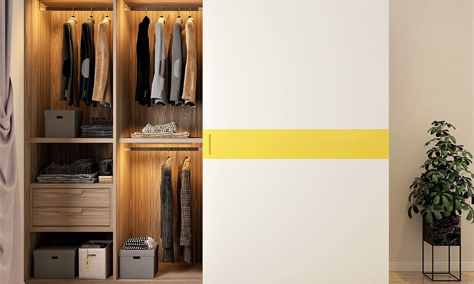 How to organize men's wardrobe- wardrobe with sliding doors makes it easy to organize and access.