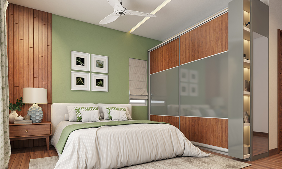 Small bedroom interior mistakes avoid wardrobe with hinged doors instead, use a sliding door.