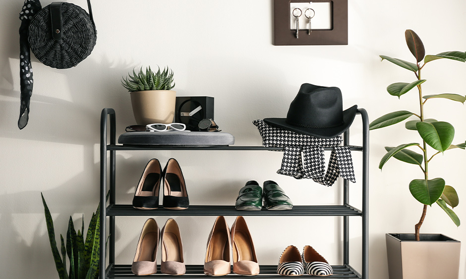 Space-saving shoe rack, A portable metal shoe rack easy to access, and hassle-free design looks neat and tidy.