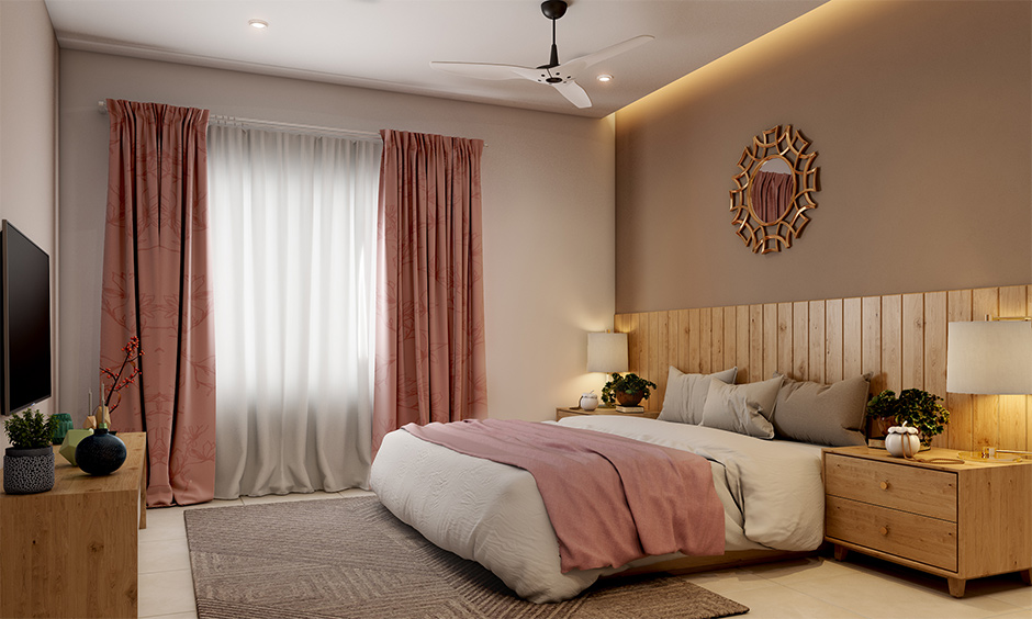 Bedroom mistakes in interior design with longer curtains look untidy and become dirty quickly.