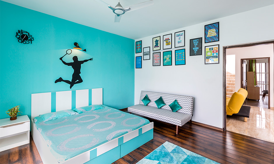 Turquoise blue is a cool summer color for the bedroom that brings the calmness of the ocean for an easy.