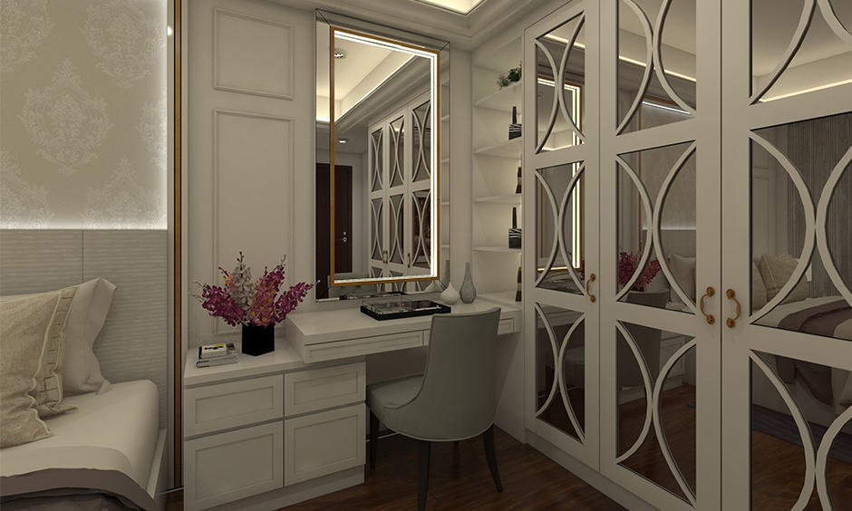 Antique wardrobe glass door design for your bedroom