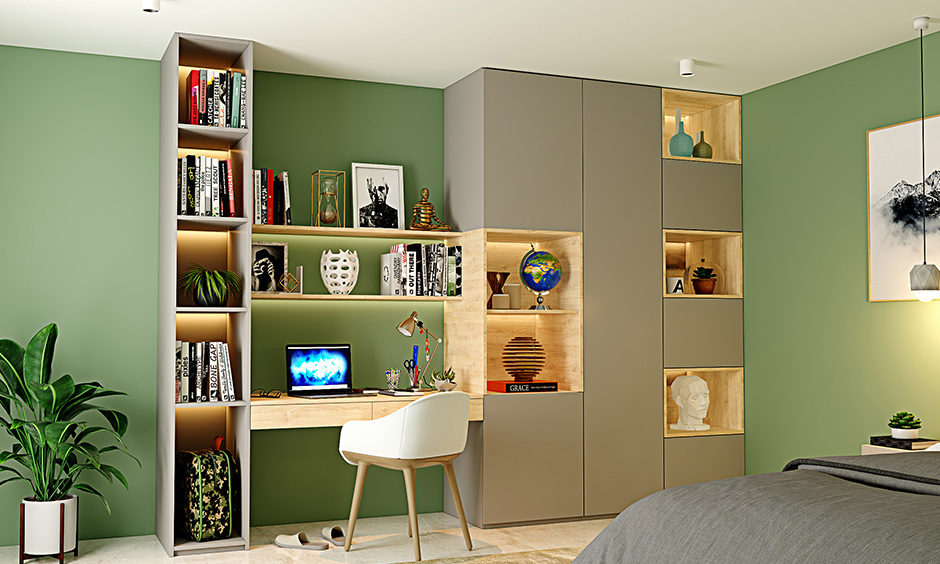 Multi-purpose furniture, study unit with an attached bookshelf elegant design fits the interior theme.