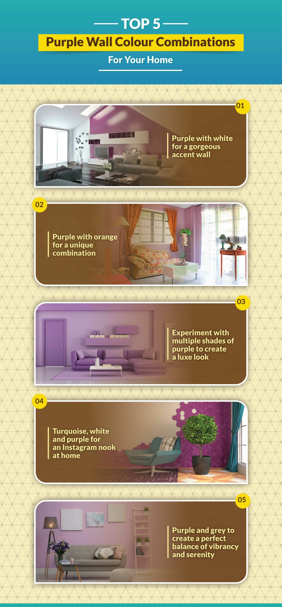 Purple wall colour combinations for your home (infographics)