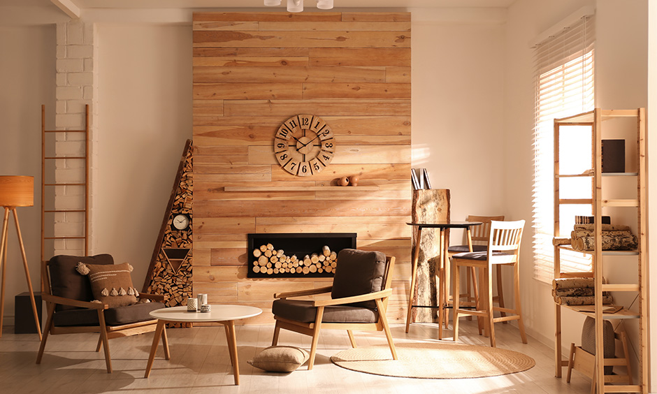 Infuse the warmth of wood all over with modern rustic home interior design