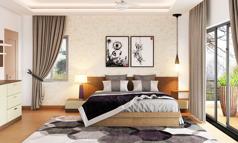 Low-budget simple house design- arranging artwork and posters in the bedroom brings an iconic look