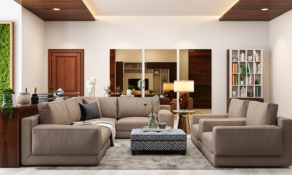 Modular sectional sofa set in a neutral colour elevate the look of living room