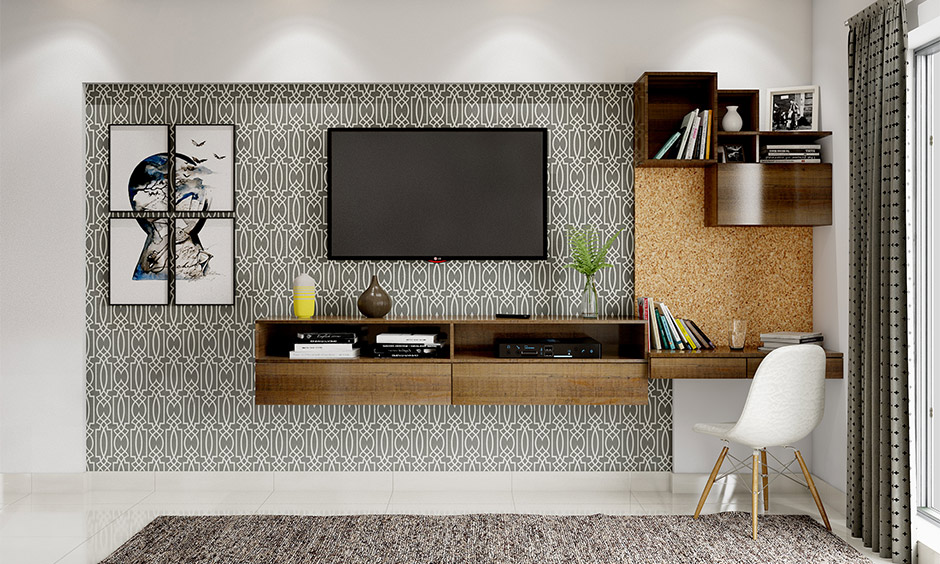 House design on a low budget with a space-saving wall-mounted tv unit