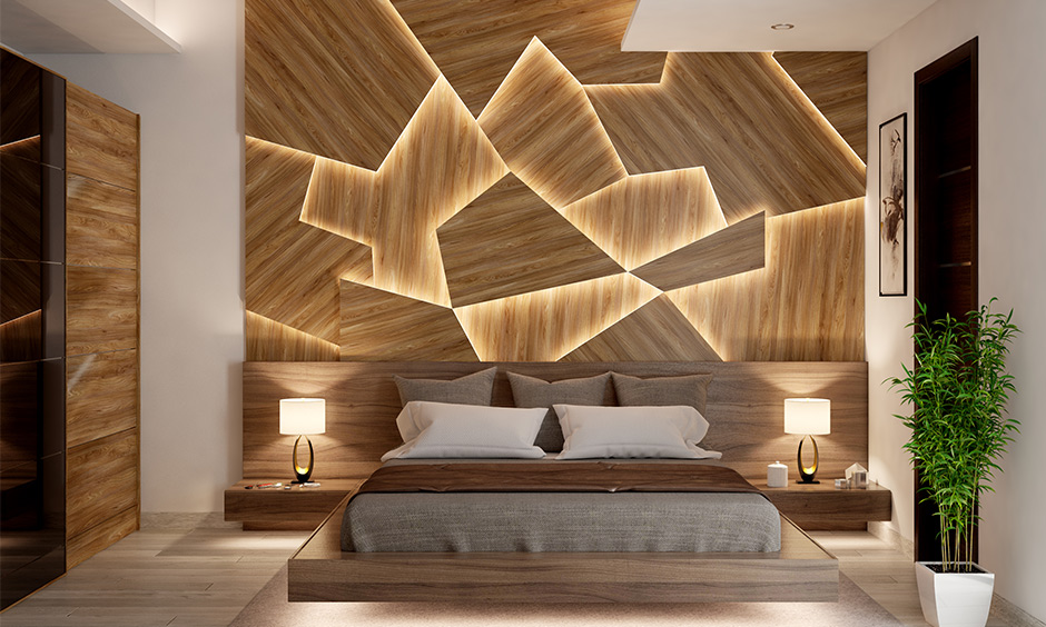 Bedroom lights decor with an extravagant accent wall