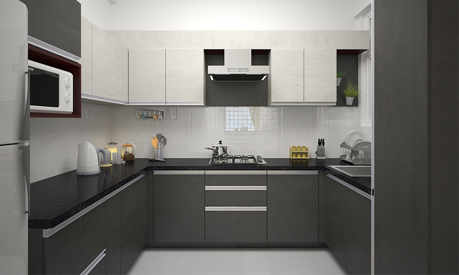 Don’t shy away from dark grey colour for your grey kitchen designs with intelligent storage units 