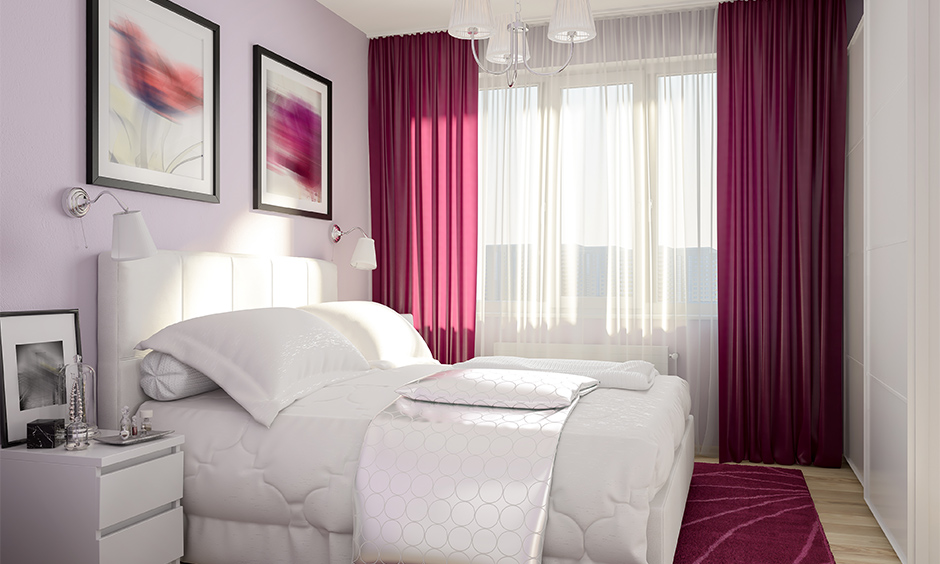 Purple curtains for bedroom for increased gracefulness where ambient lights in the bedroom to set the right mood