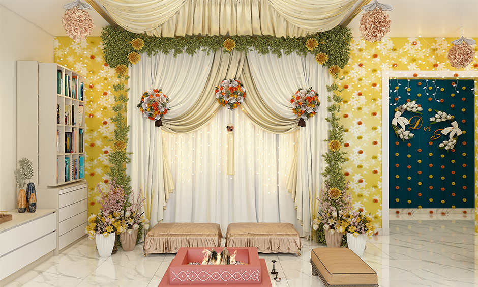 Wedding anniversary decoration ideas at home with a small mandap to make your pheras a memorable experience