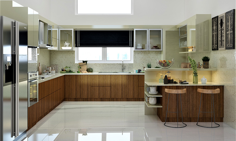 Natural wood-looking finish plywood is best for modular kitchens in India