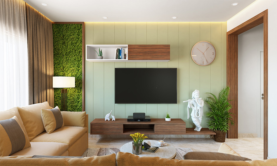 Modern living room decor with biophilic decor pieces