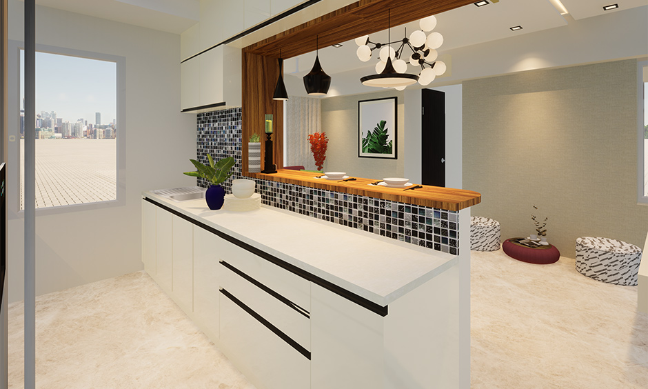 Chefs kitchen design for world food day with breakfast counter-cum-bar table