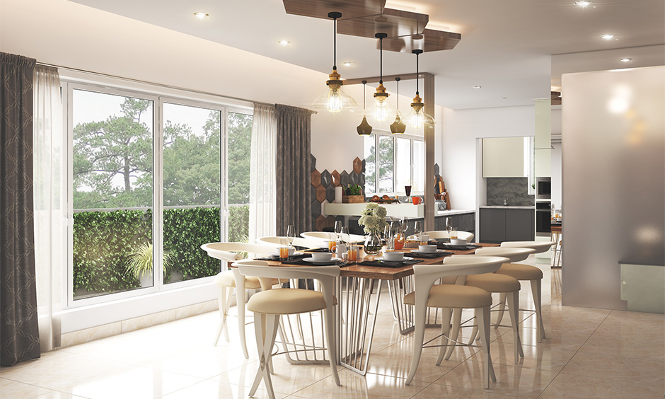 Glass dining room pendant lights in dome-shaped are ideal for your lavish dining room interiors