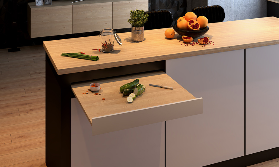 Kitchen Island With Pull-Out Chopping Board