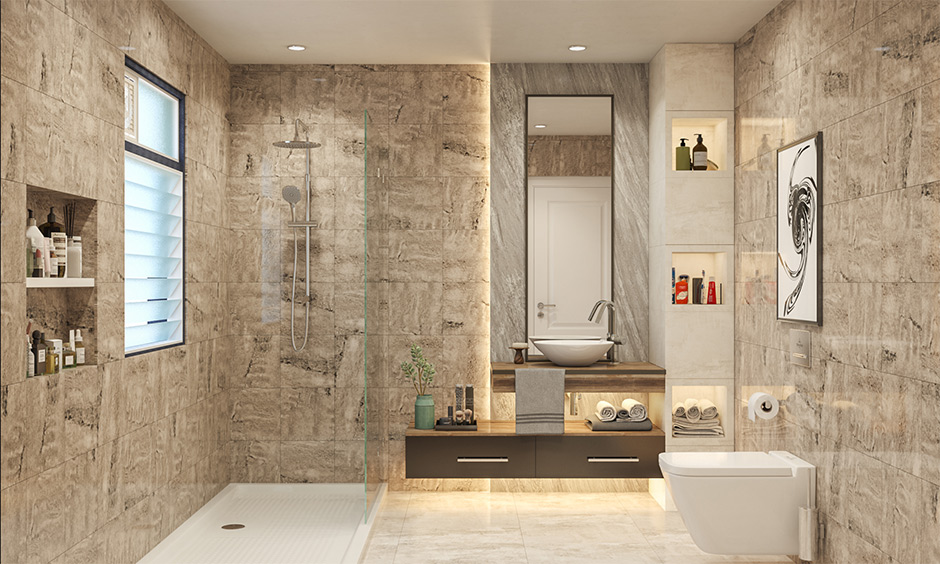 Bathroom glass partition that aesthetically separates your vanity from the shower area