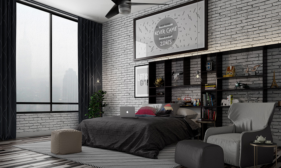 Classic bedroom design ideas in white and black lends NYC vibe