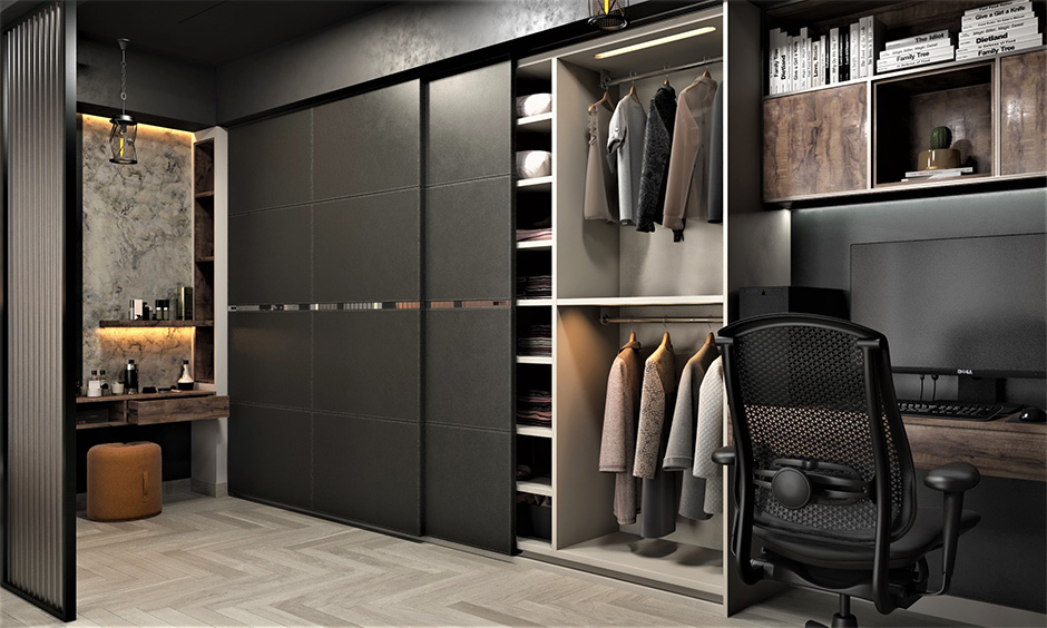 Wide wardrobe with sliding doors is a type of wardrobe that gives extra space in the main bedroom for other furniture items