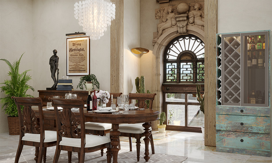 Victorian style dining room sets in an oval wooden design are ideal for joint families