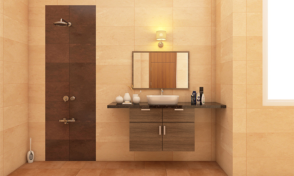 Modern bathroom design for small space with floating vanity unit