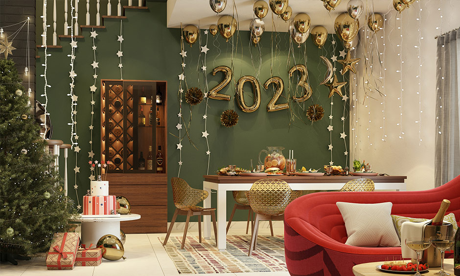 New year decoration for a bubbly bar