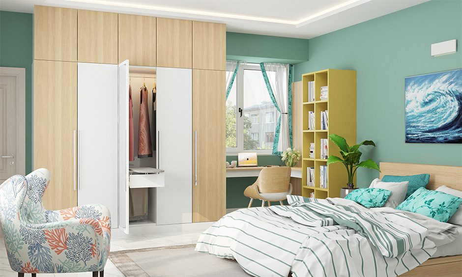 Beach themed bedroom design in sea-green hue