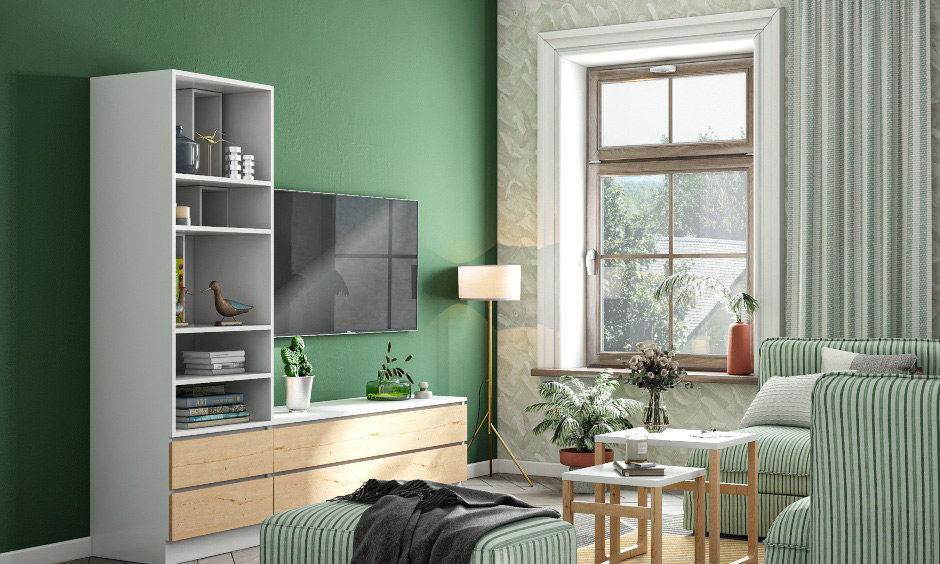 Green is the new white in trending colors for living rooms