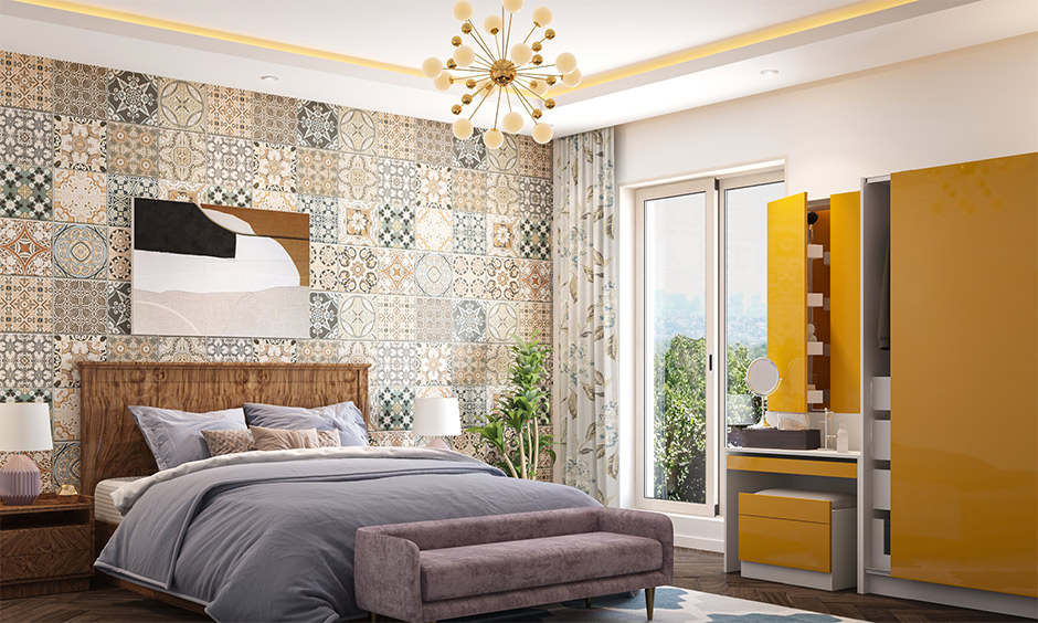 How about a periodic style patterned bedroom wall tiles design images