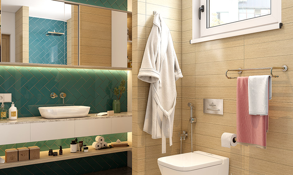 modern bathroom accessories add hooks and holders for convenience