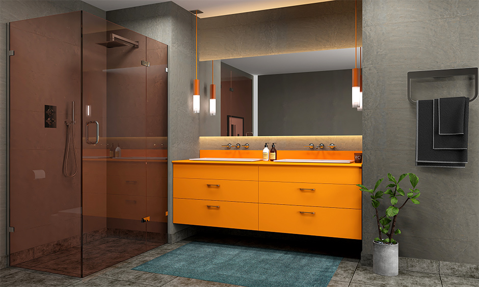 Vibrant bathroom colour trends are ideal for urban couples who love experimenting with their home interiors