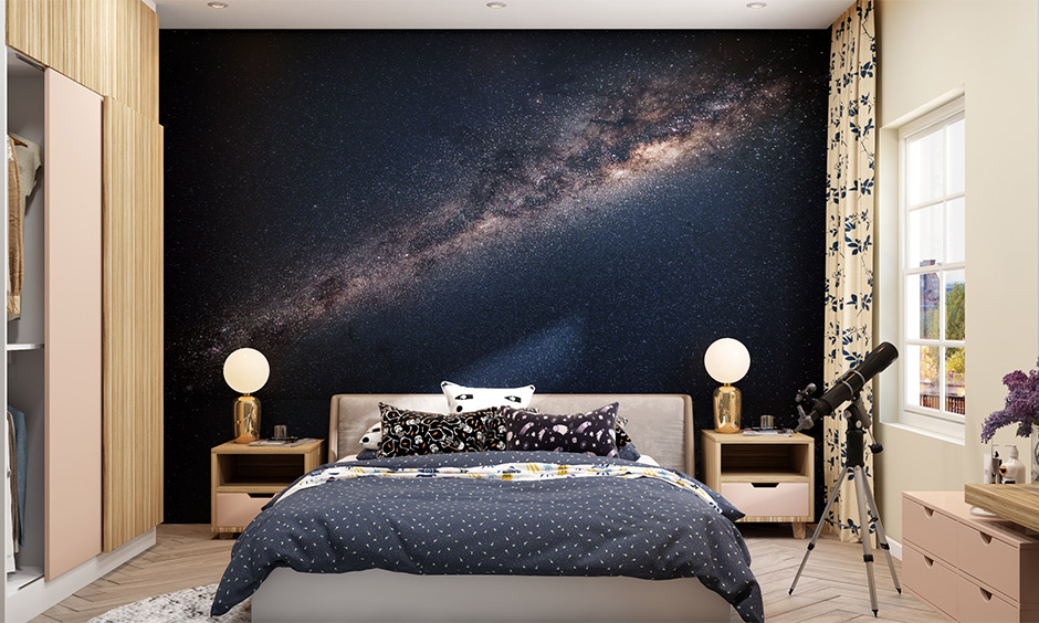 Space-themed wallpaper trends are perfect for a kid's room that brings a starry vibe