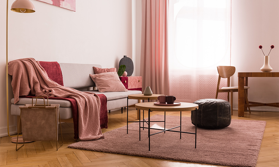 Terracotta pink is timeless trending colors for living rooms