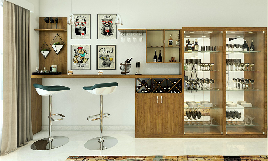 An opulent bar unit different wall mounted wine rack ideas