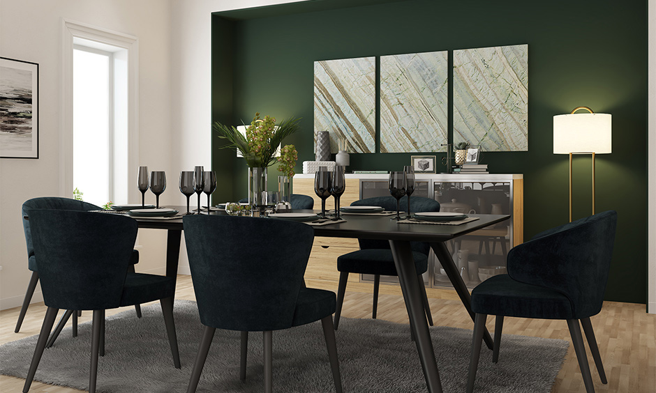 A black dining room table set is ideal for entertaining guests