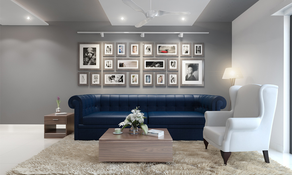 A dark blue couch for living room 