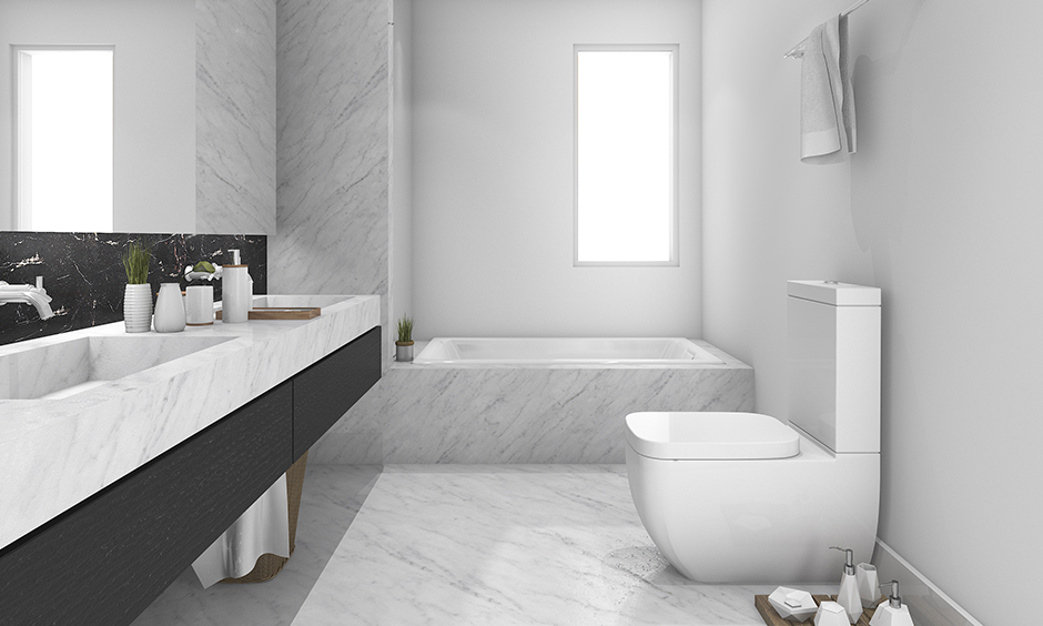 Classic style bathroom with an all-marble interiors look is perfect